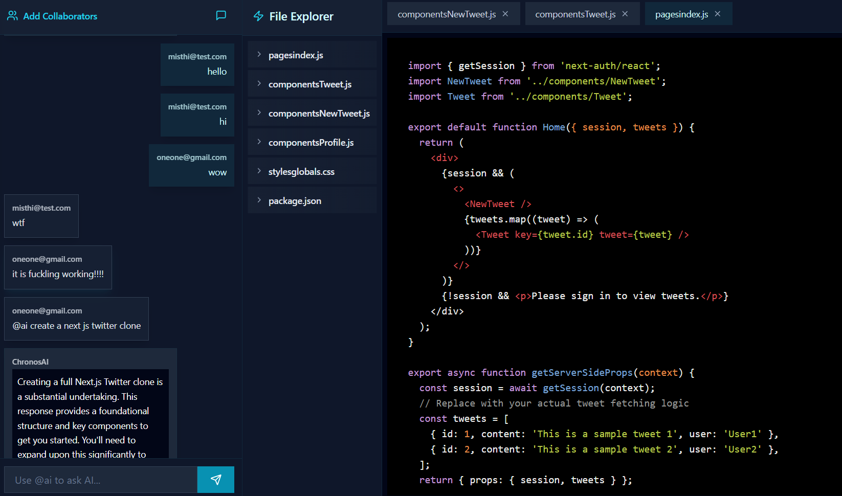 ChronosAI Workspace – Scaffolding and AI Chat
