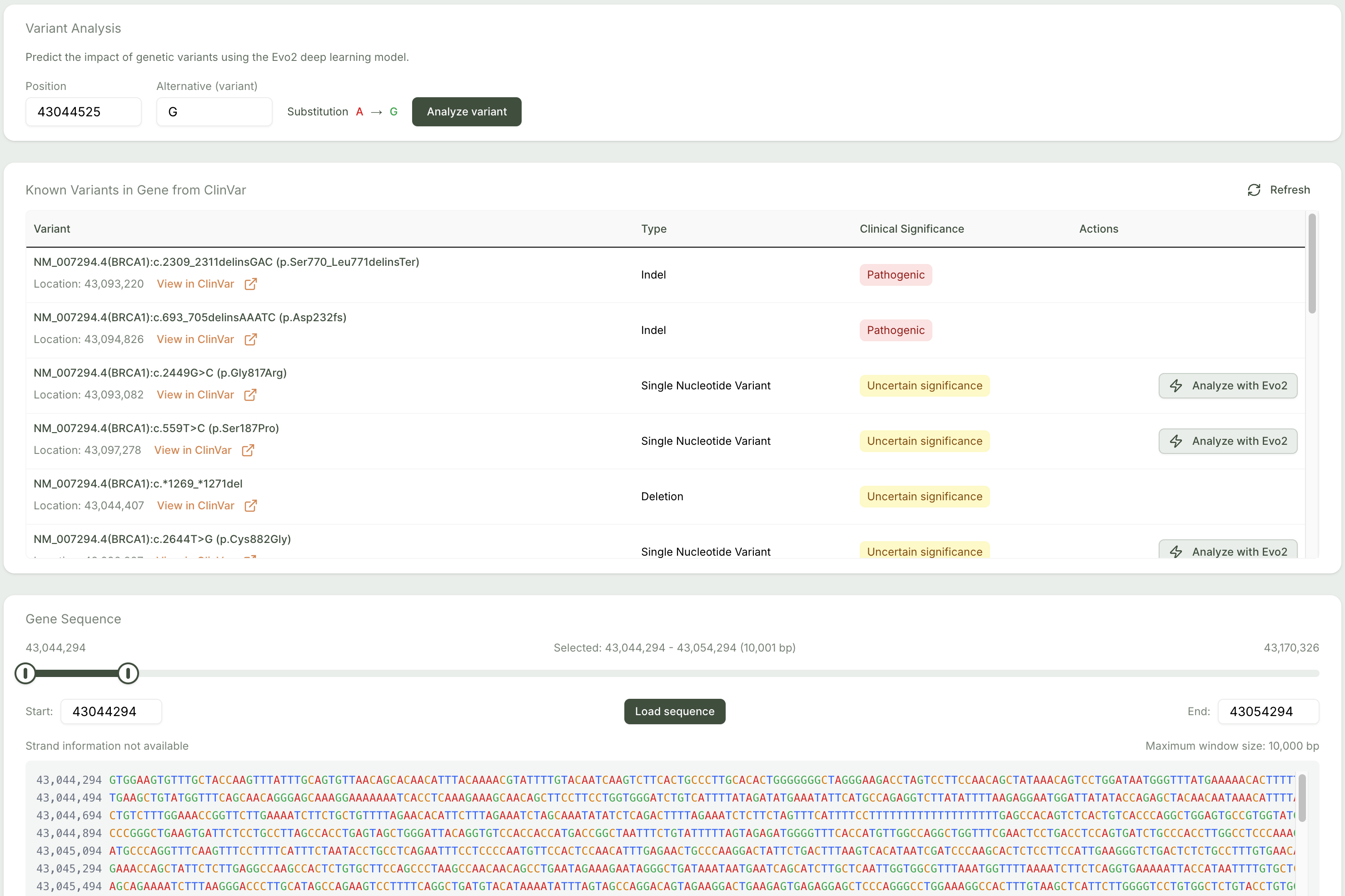 Gene sequence visualization and mutation input